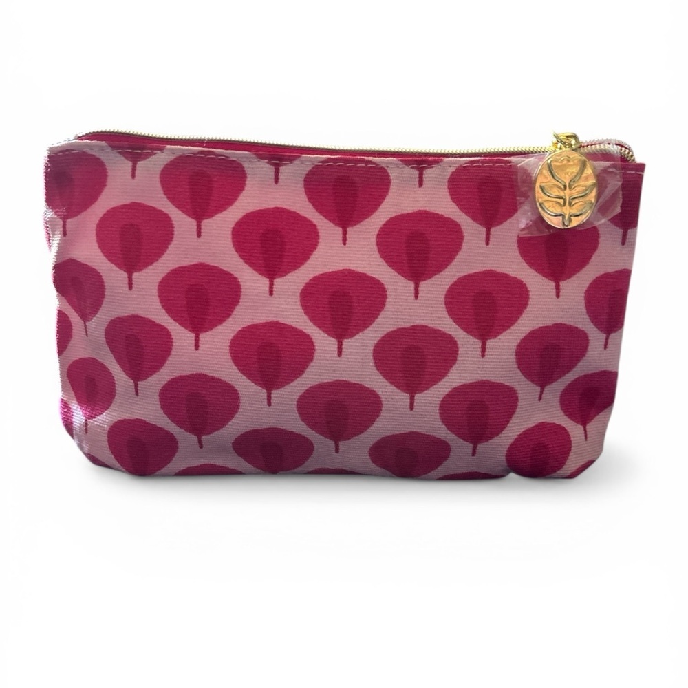 Estee Lauder Pink Patterned Cosmetic Pouch with Gold Charm